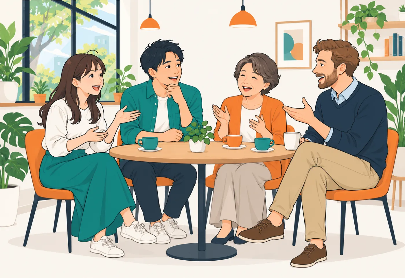 英会話レッスンを受ける大人たち